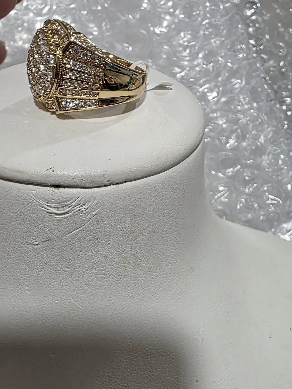14k Gold-Plated Pavé Cluster Statement Ring - Size 10